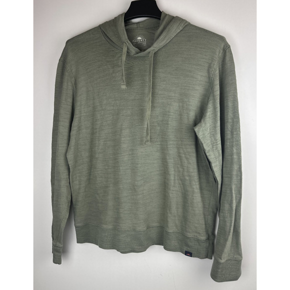 Faherty Sunwashed Slub Hoodie Trail Olive Green Organic Cotton Pullover Men's L - Picture 11 of 12